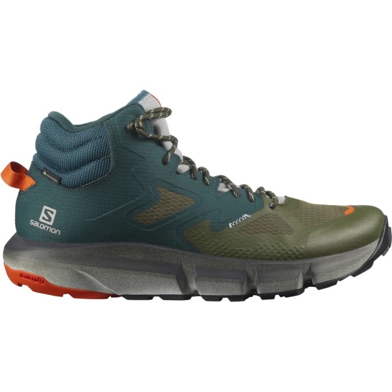 Green / Olive Salomon Predict Hike Mid GTX Men\'s Hiking Boots | IE PT6713